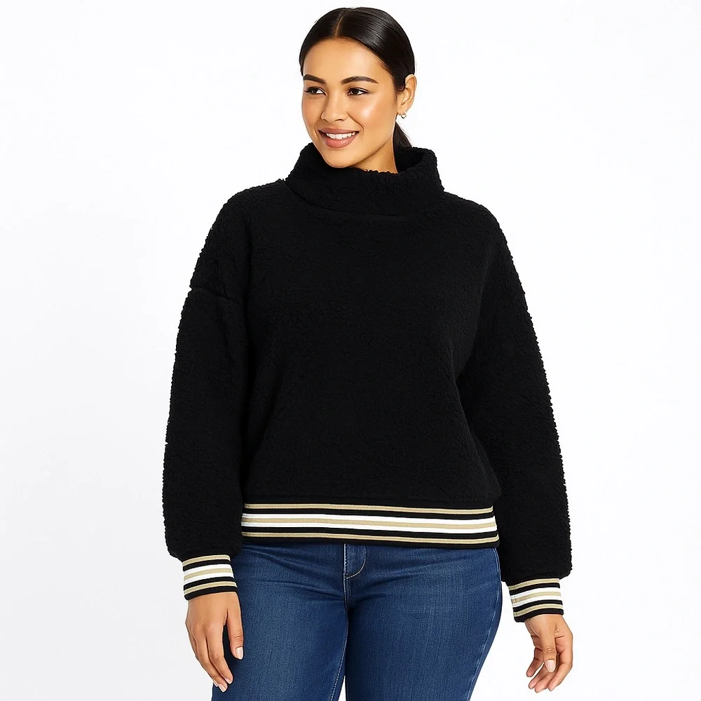 Nanette Lepore Black‎ Teddy Faux Shearling Cozy Pullover Sweater Size M